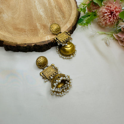 Apala Polish Mid Length Jhumka Earrings