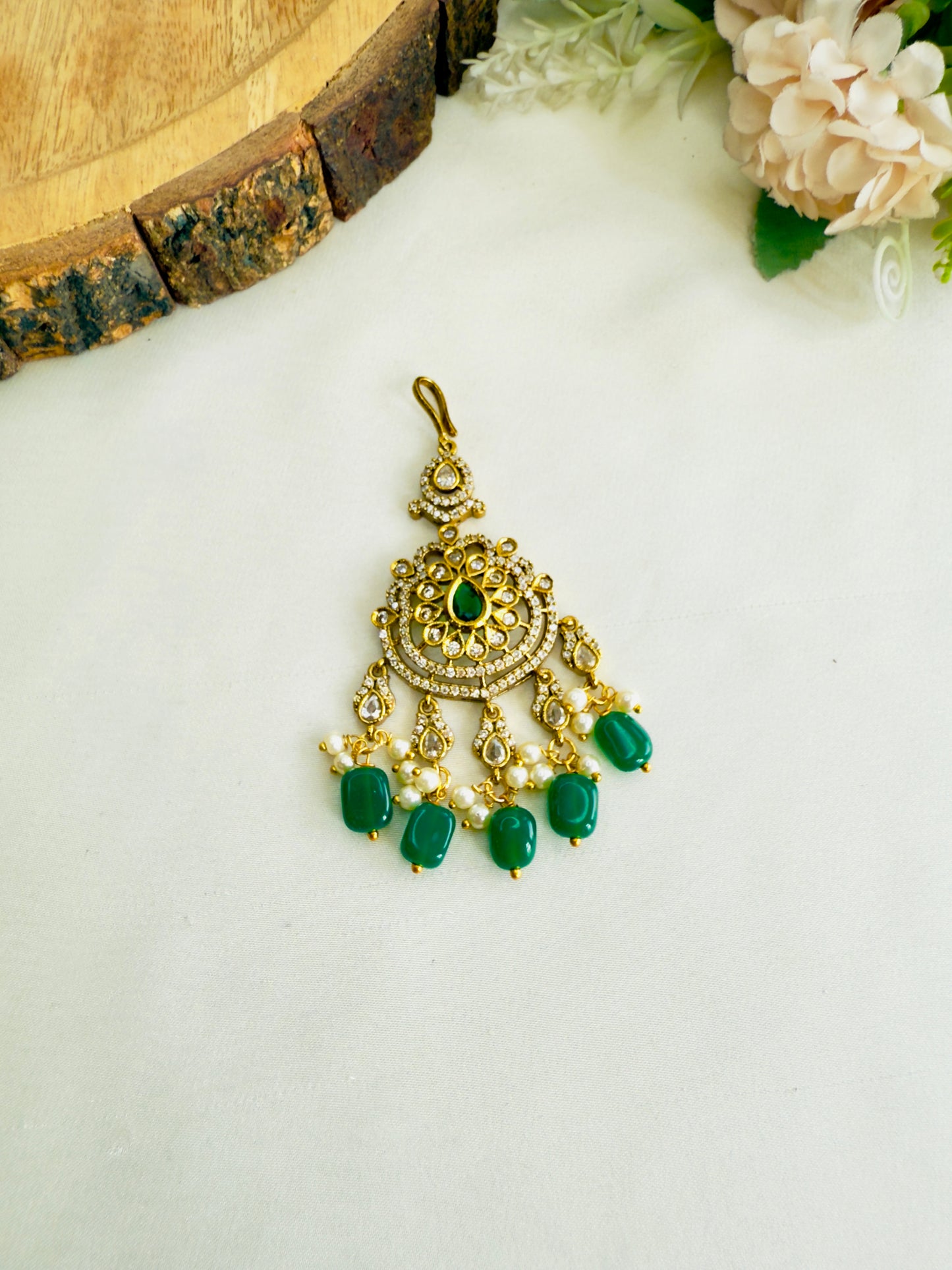 Medium Size Green Beads Mang Tika