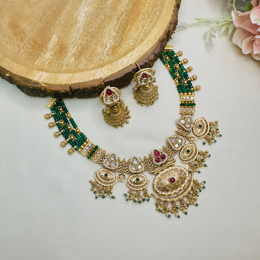 5 Pendant Rajwadi Necklace Set