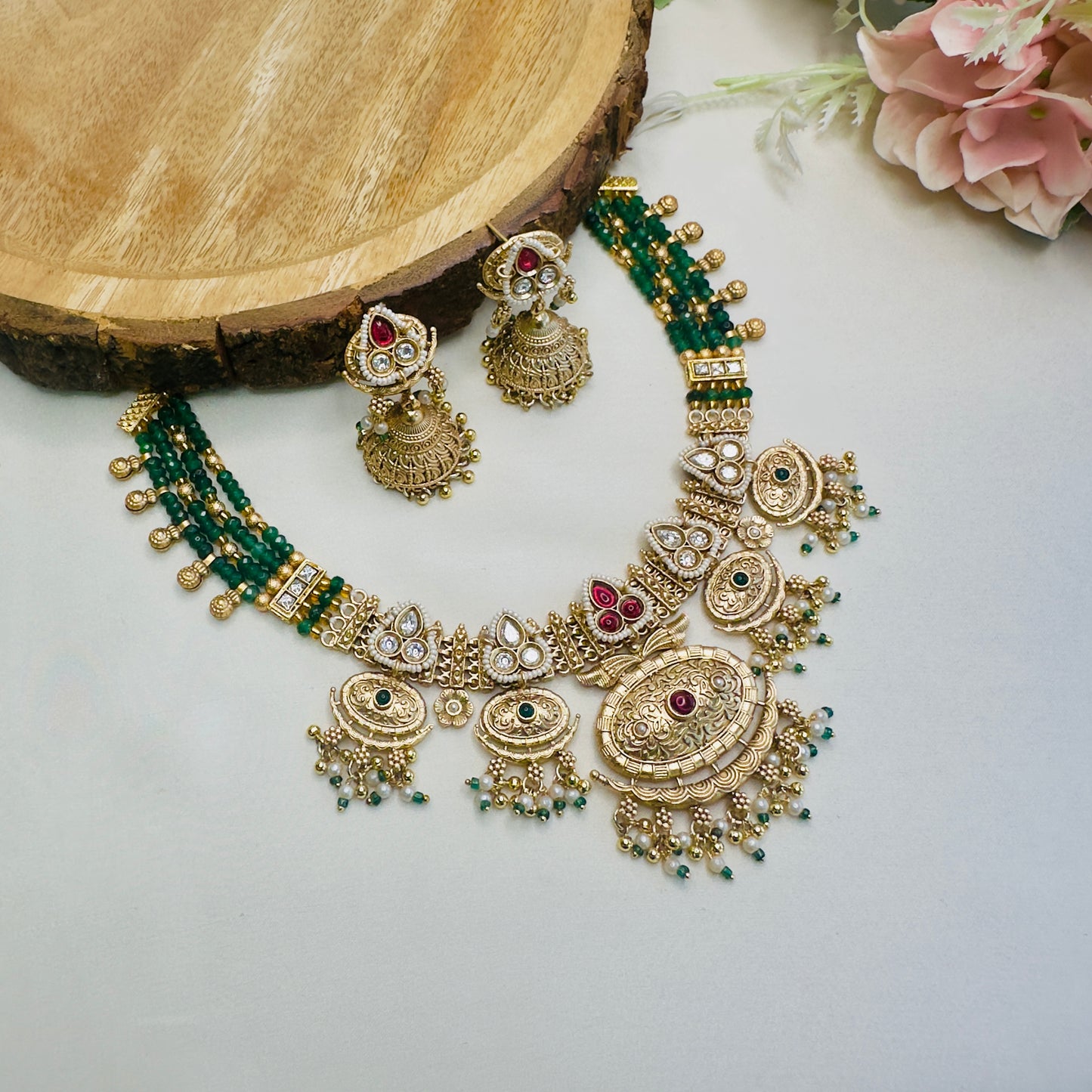 5 Pendant Rajwadi Necklace Set