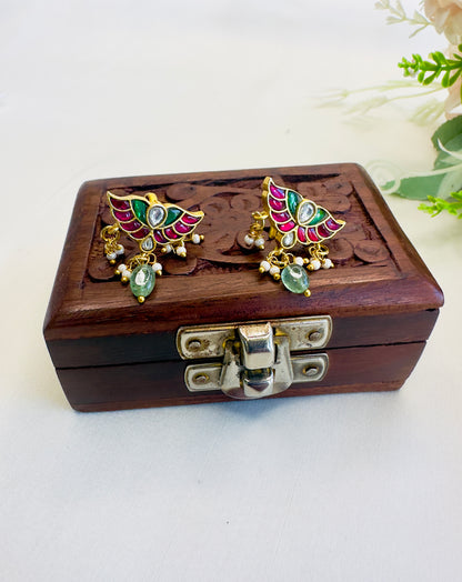 Wings Pattern Jadau Bugadi Earrings