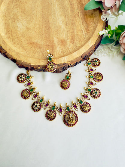Kemp Jadau Lakshmi Motif Necklace Set