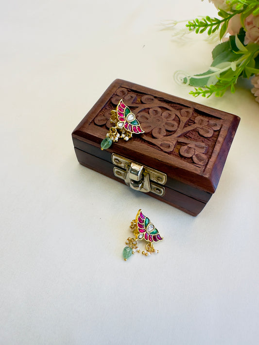 Wings Pattern Jadau Bugadi Earrings