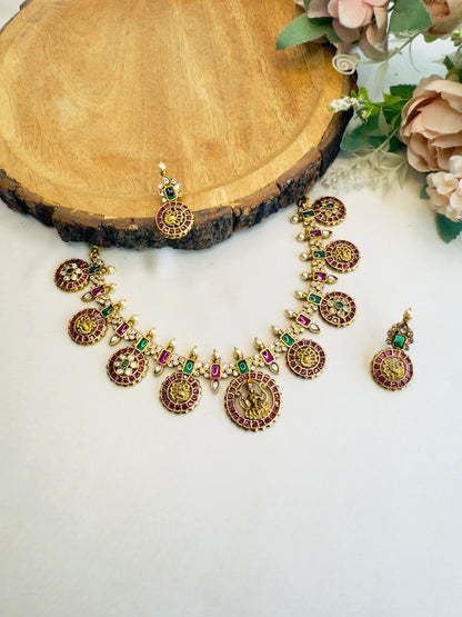 Kemp Jadau Lakshmi Motif Necklace Set