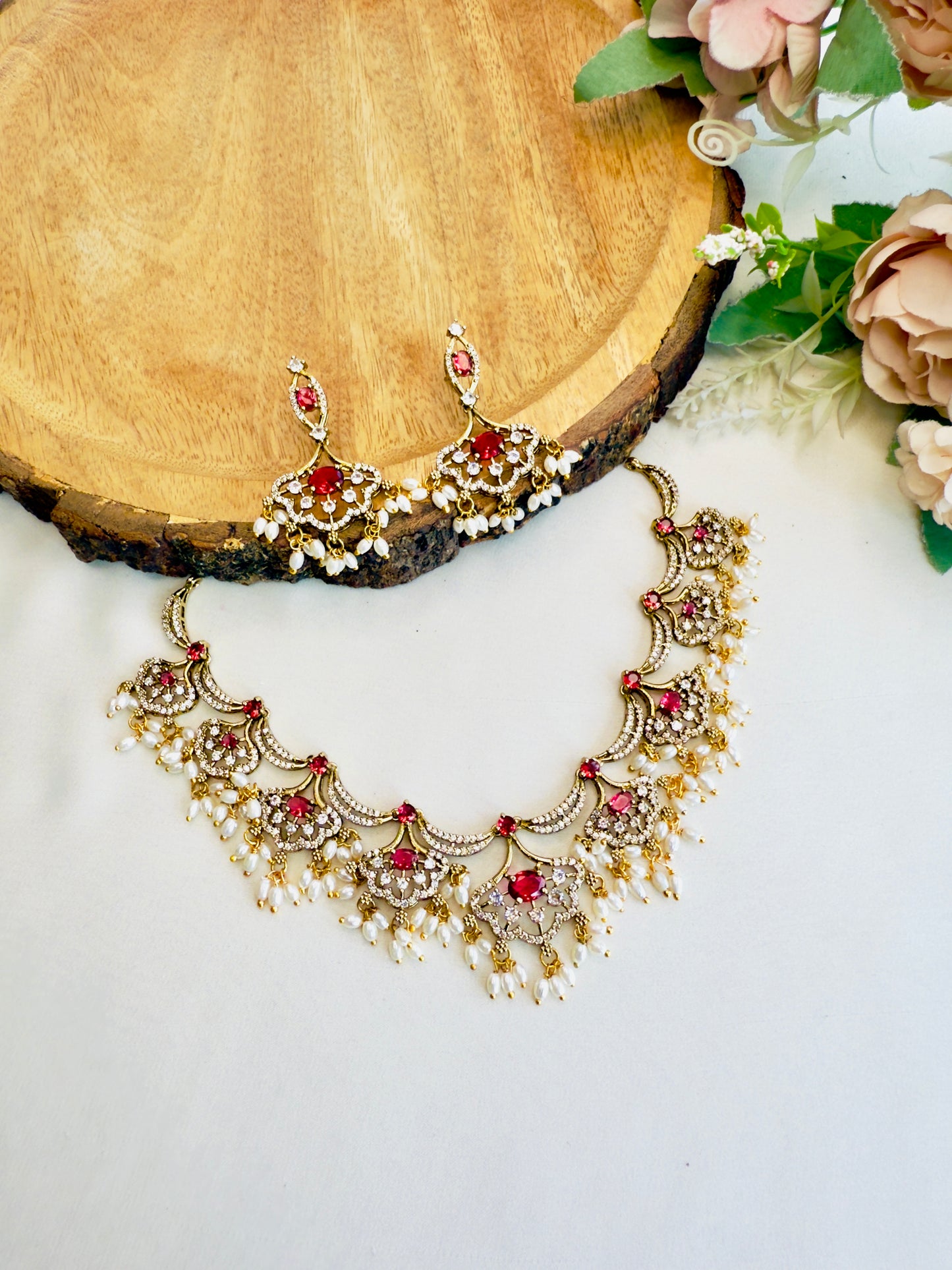 Beautiful Ruby Necklace Set
