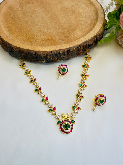 Jadau Sleek Multicolor Necklace Set