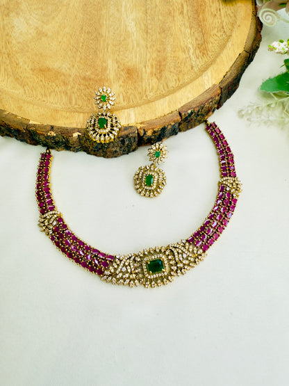Multicolor AD Necklace Set