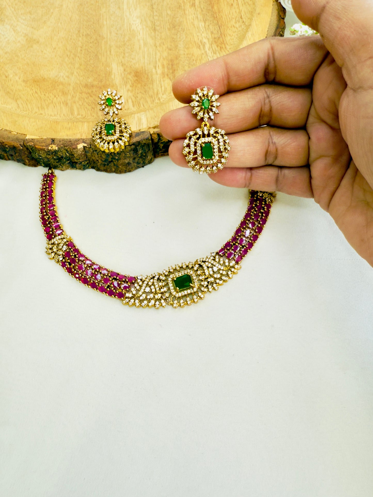 Multicolor AD Necklace Set