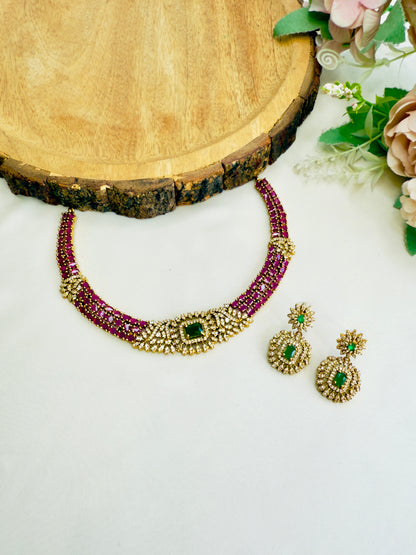 Multicolor AD Necklace Set