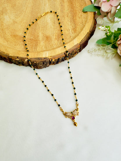 Green Beads Elephant Motif Necklace