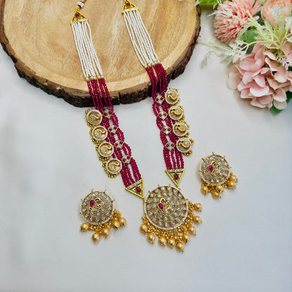 Beautiful Long Rajwadi Necklace Set