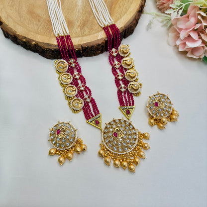 Beautiful Long Rajwadi Necklace Set