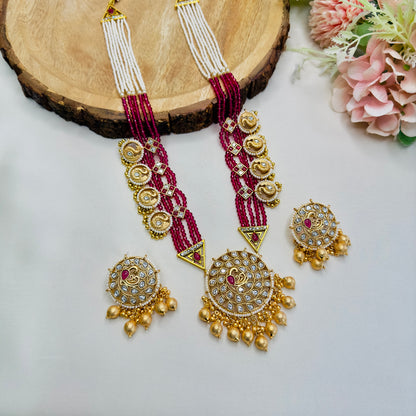 Beautiful Long Rajwadi Necklace Set