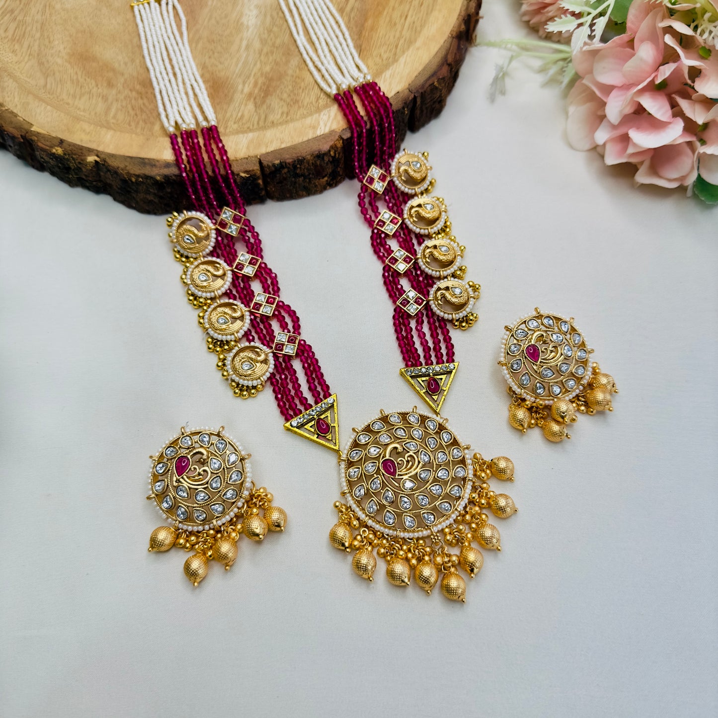 Beautiful Long Rajwadi Necklace Set