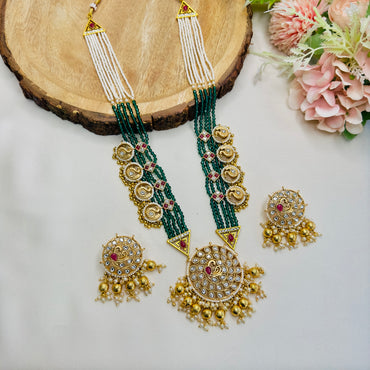 Beautiful Long Rajwadi Necklace Set