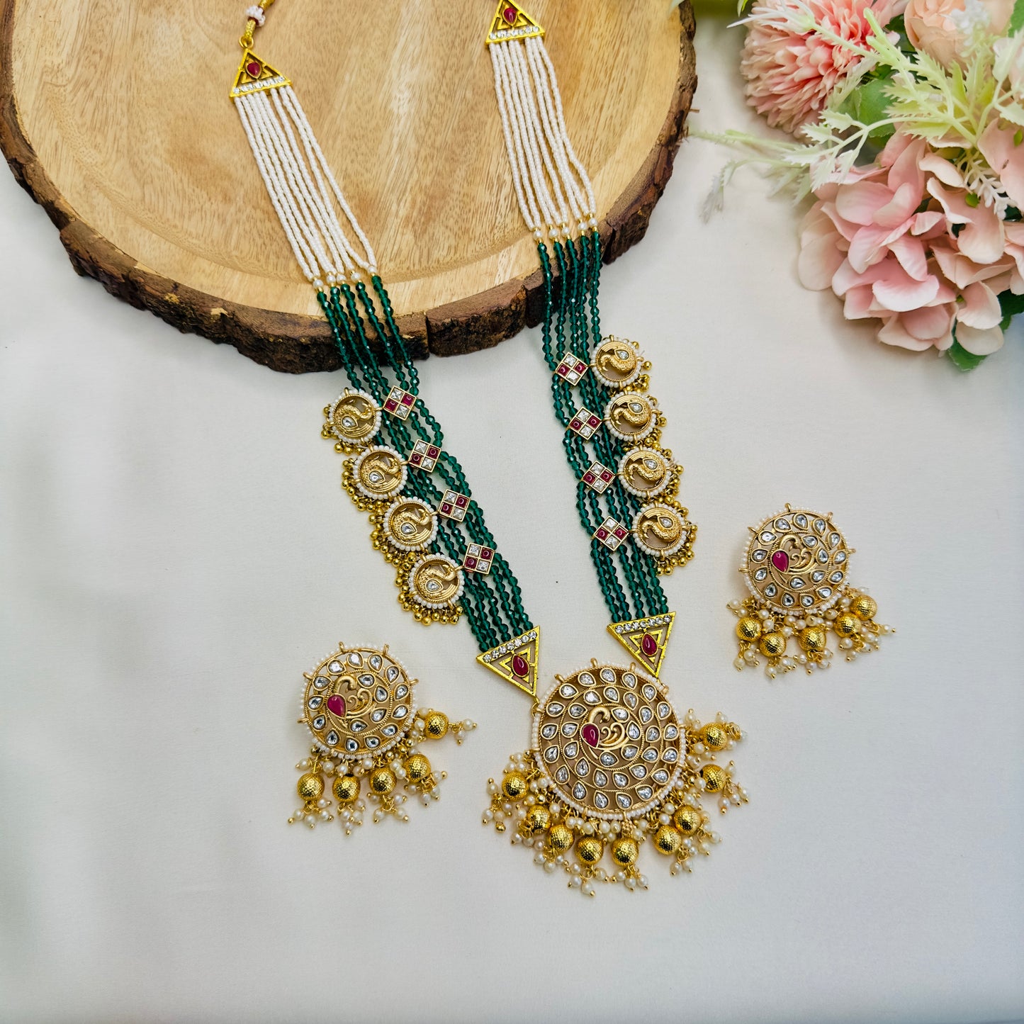 Beautiful Long Rajwadi Necklace Set