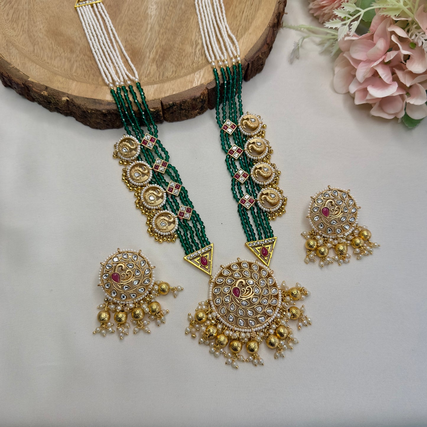 Beautiful Long Rajwadi Necklace Set