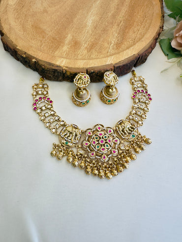 Elephant Motif Rajwadi Necklace Set