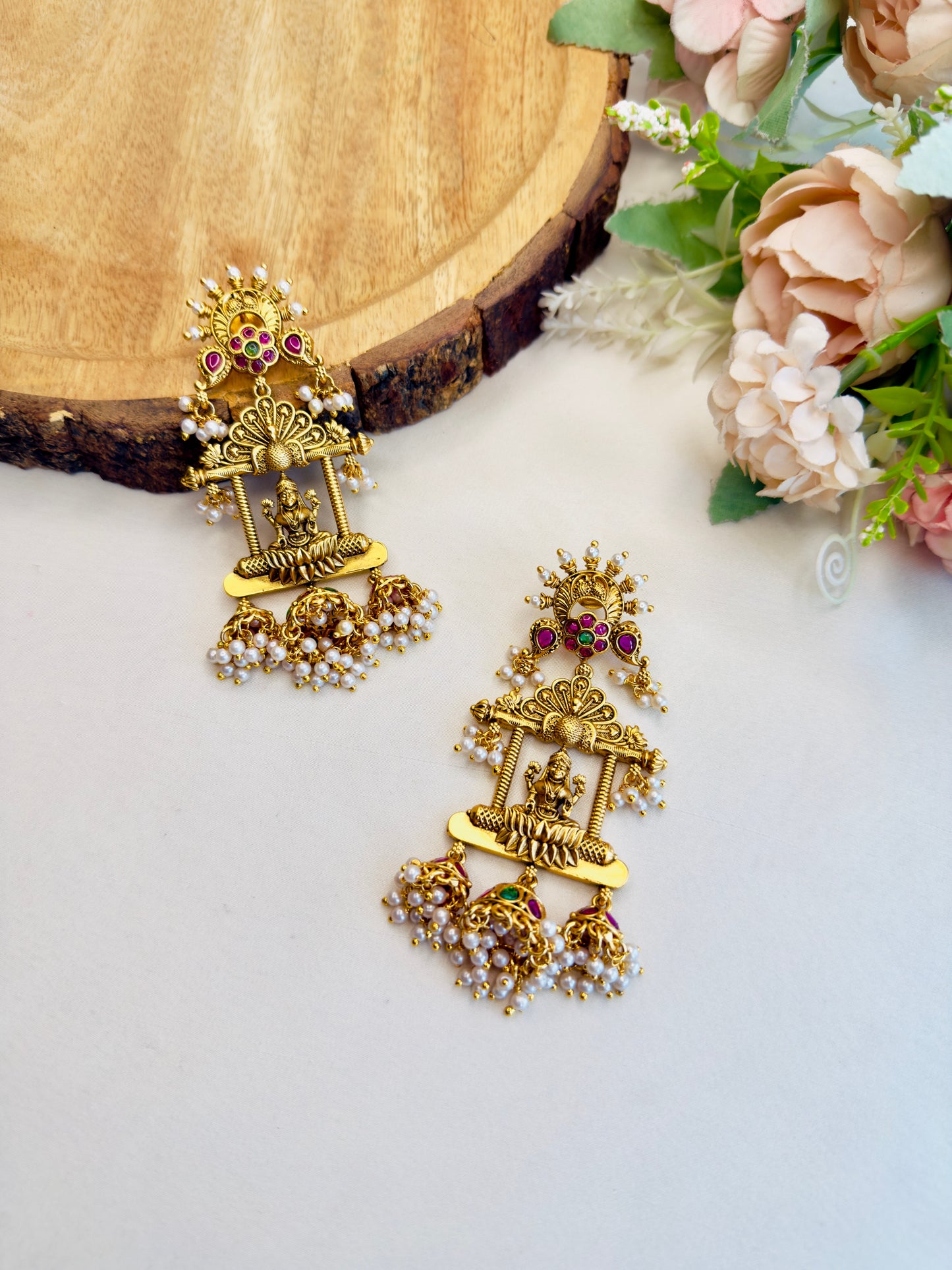 Temple Laxmi ji motif Danglers