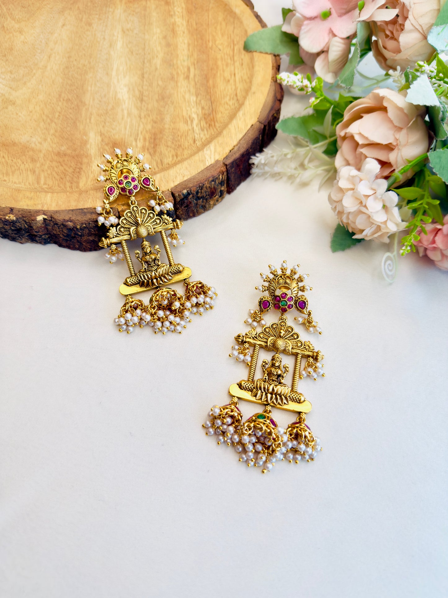 Temple Laxmi ji motif Danglers