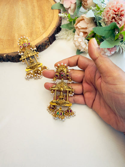 Temple Laxmi ji motif Danglers