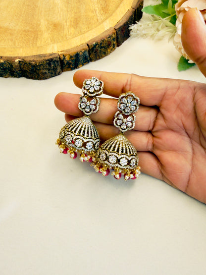 Victorian polish AD Ruby Jhumka