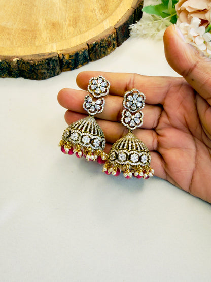 Victorian polish AD Ruby Jhumka