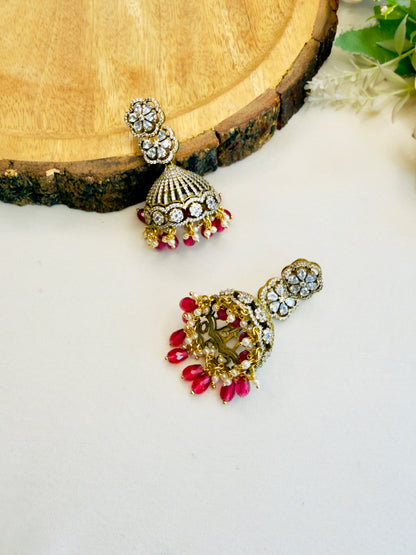 Victorian polish AD Ruby Jhumka