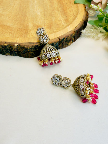 Victorian polish AD Ruby Jhumka