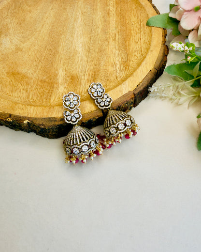 Victorian polish AD Ruby Jhumka