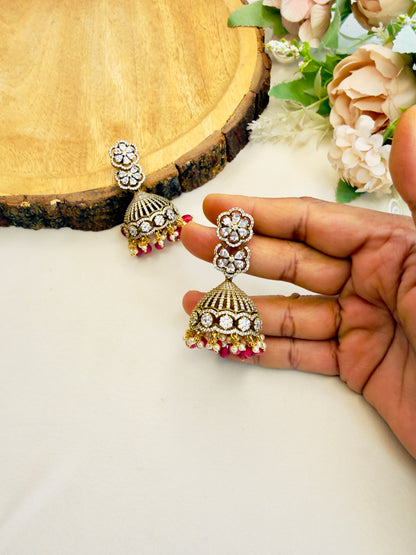 Victorian polish AD Ruby Jhumka