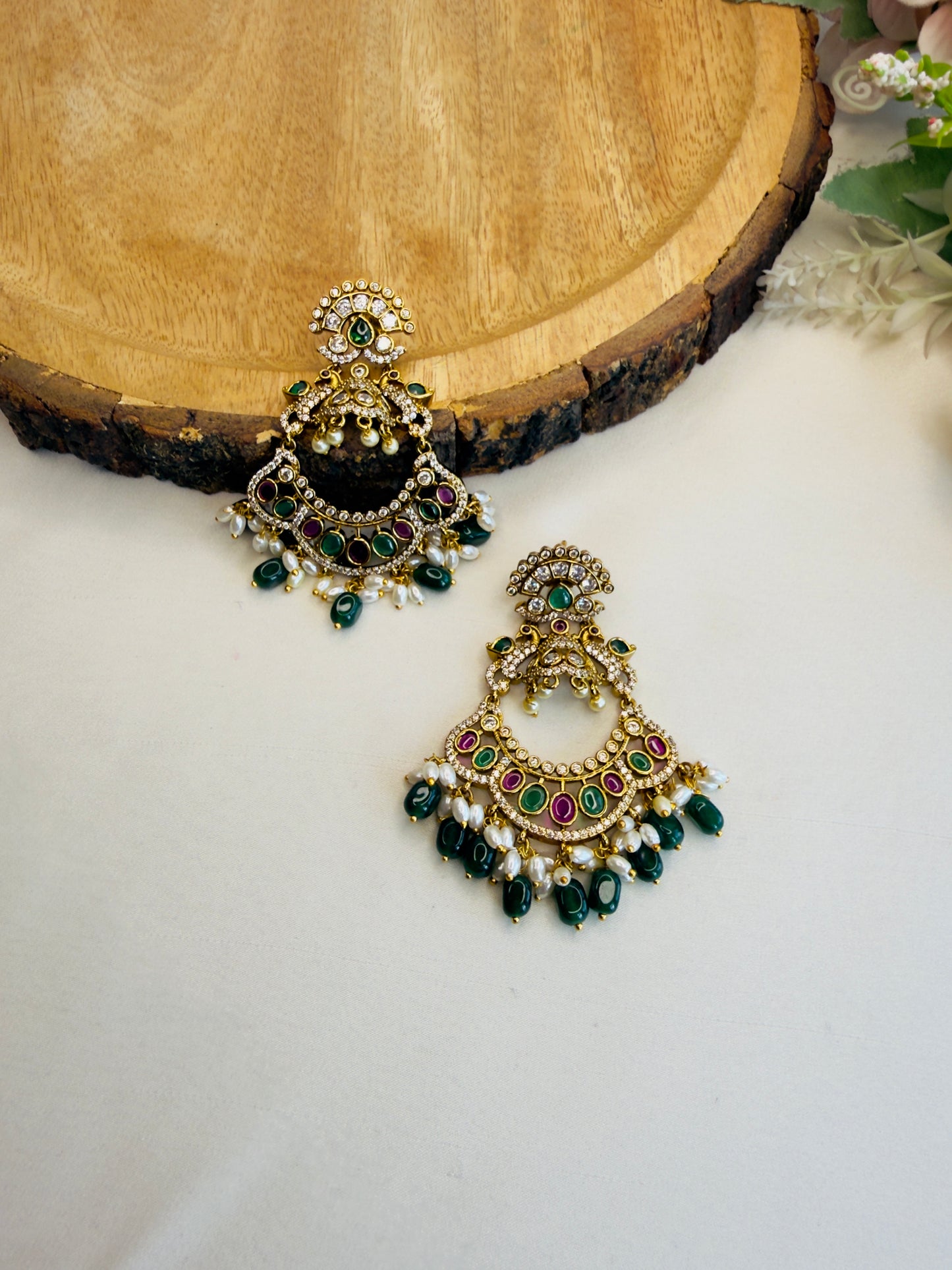 Multicolor Victorian Polish Chandbali Earrings