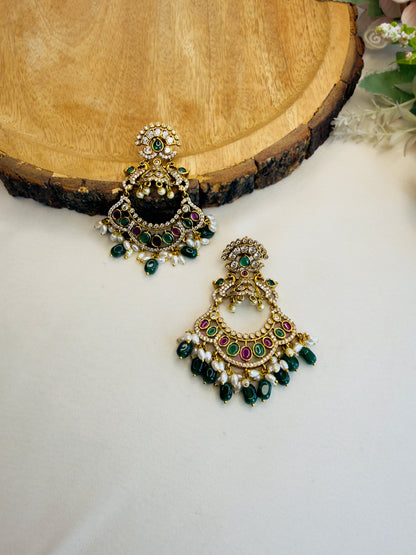 Multicolor Victorian Polish Chandbali Earrings