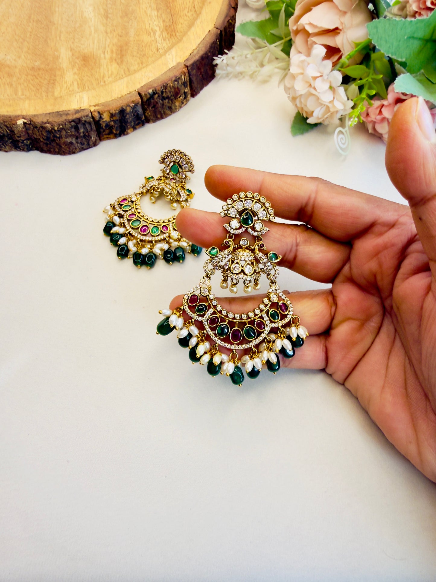Multicolor Victorian Polish Chandbali Earrings