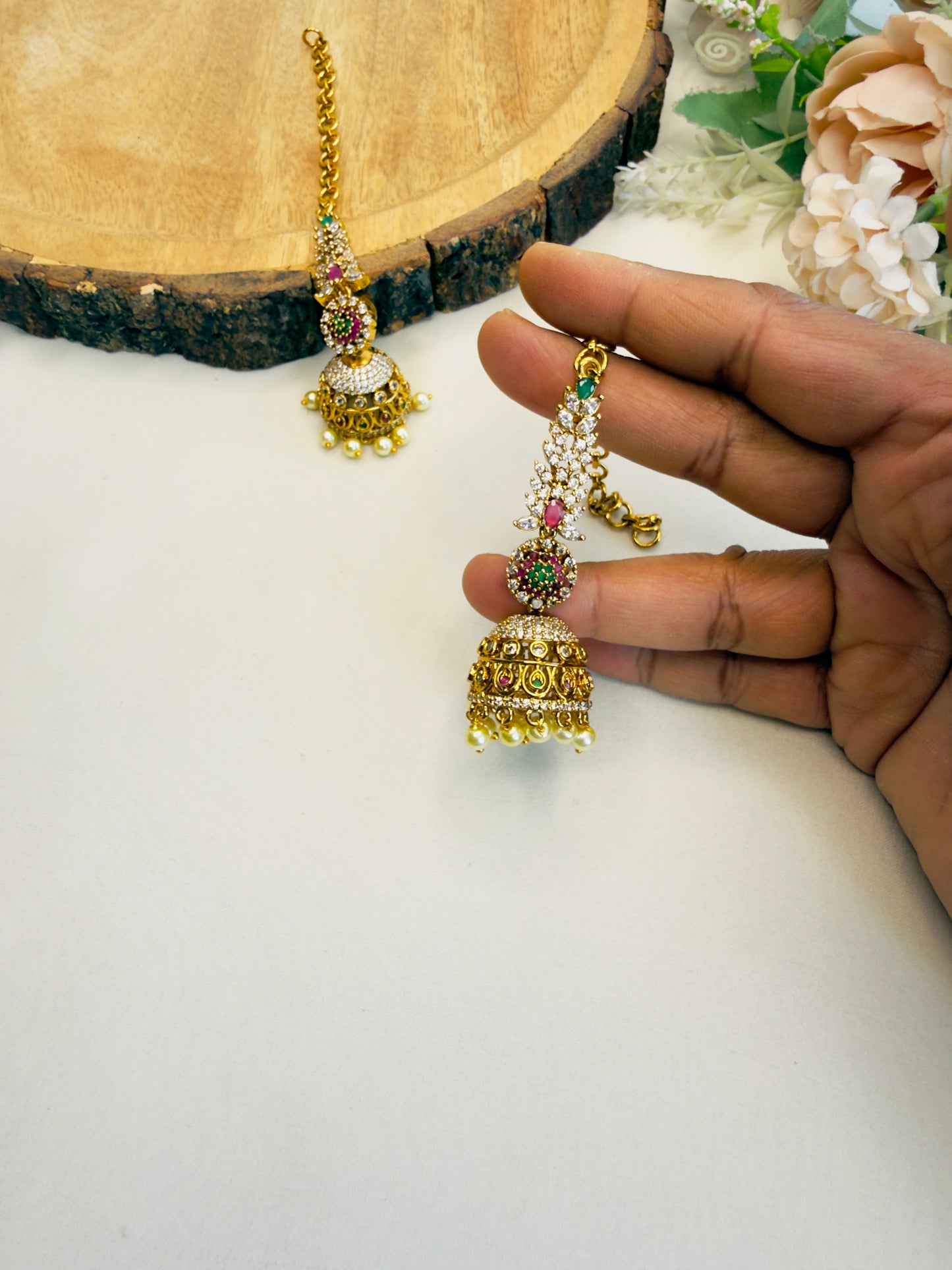 Jhumki Earrings with Ear chain