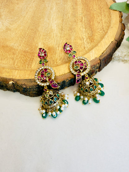 Bird Motif Jhumki Earrings