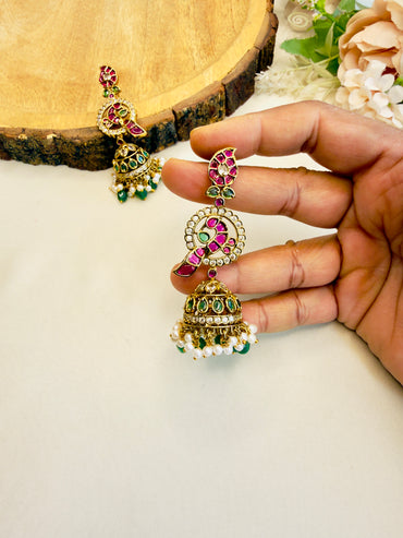 Bird Motif Jhumki Earrings