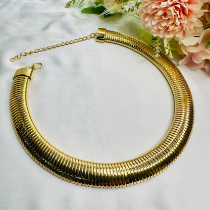 18K Gold Plated Plain Broad Necklace