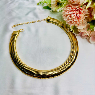 18K Gold Plated Plain Broad Necklace