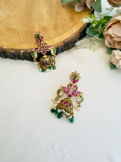 Birds Motif Jhumka Earrings