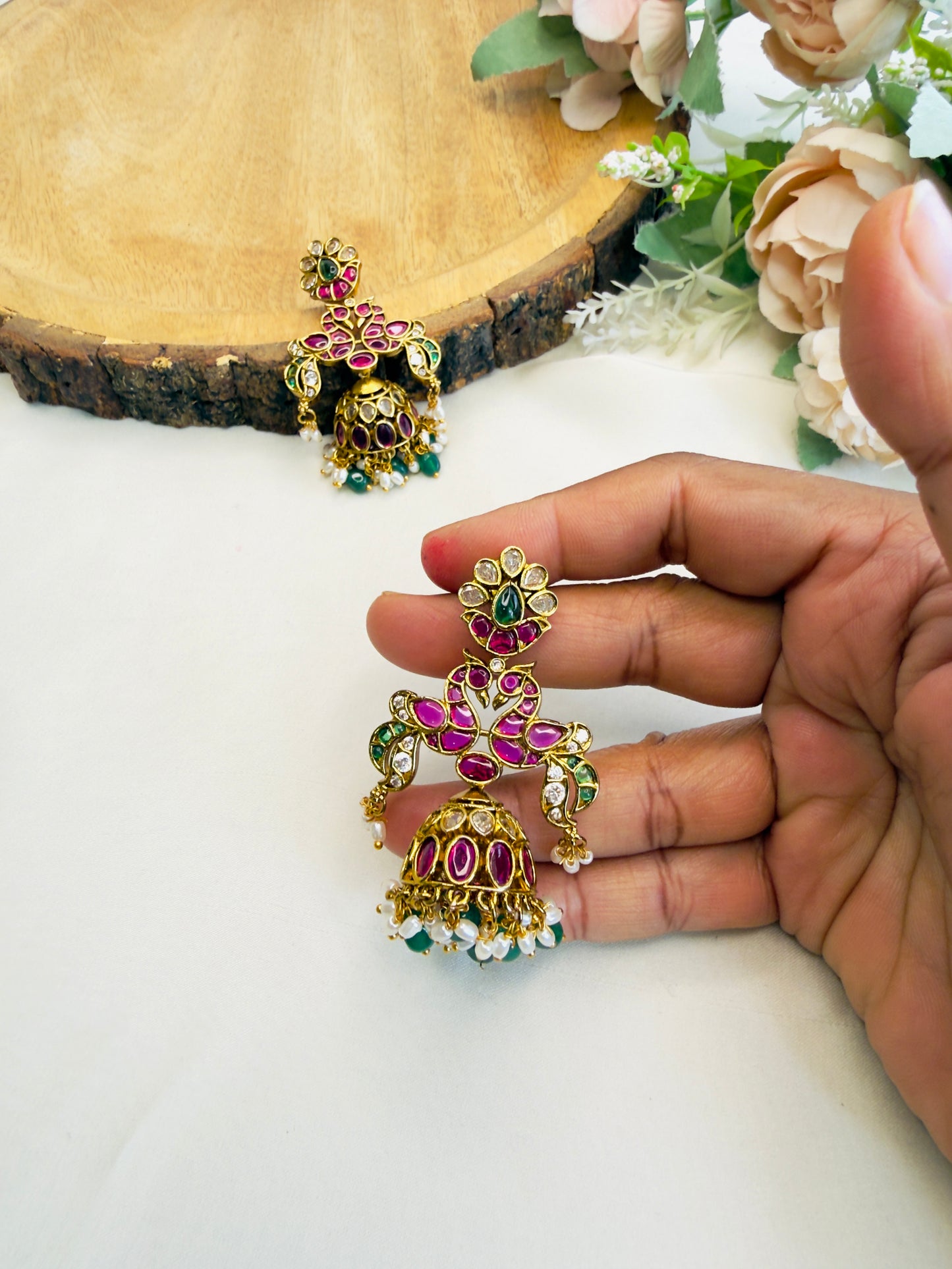 Birds Motif Jhumka Earrings