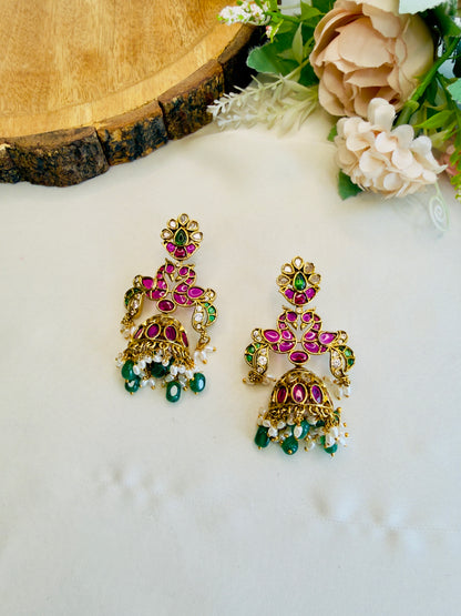 Birds Motif Jhumka Earrings
