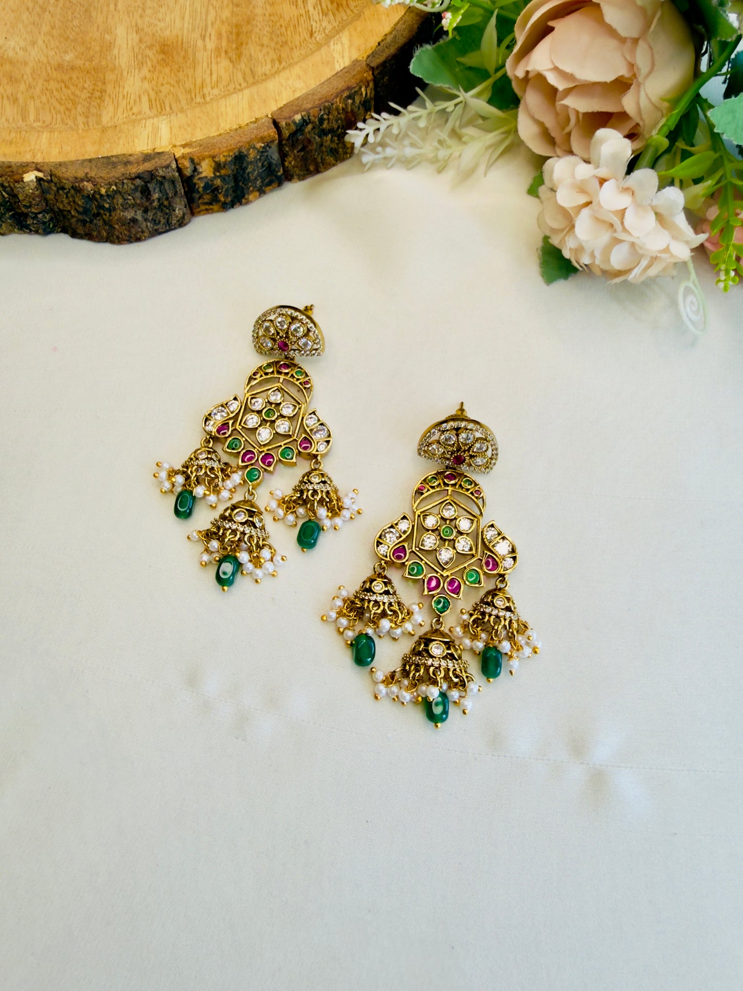 Beautiful Half Three jhumki Earrings