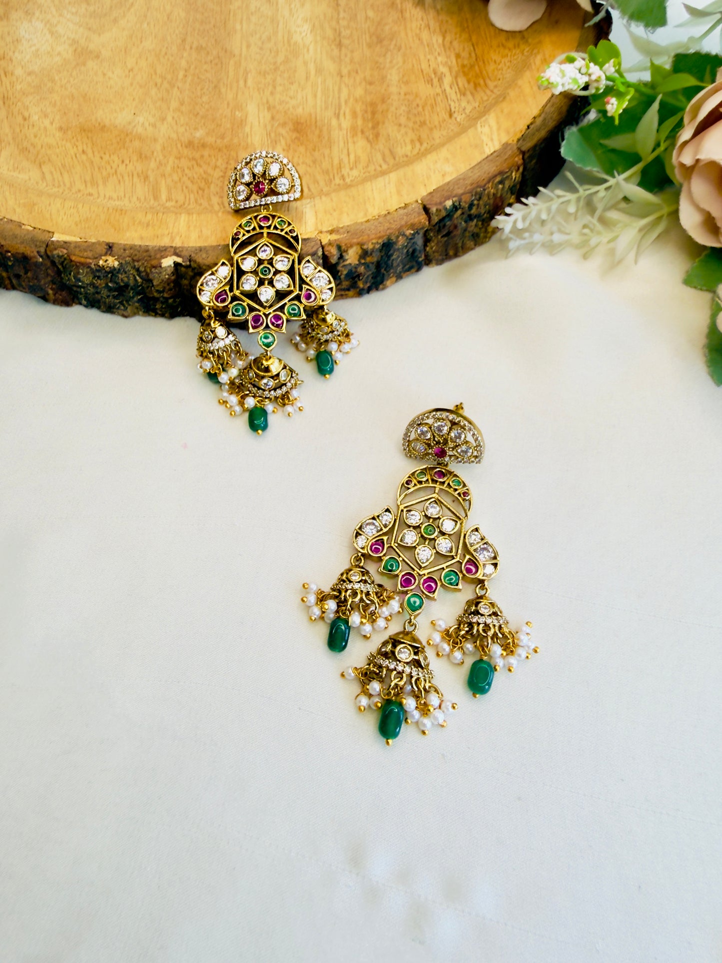 Beautiful Half Three jhumki Earrings
