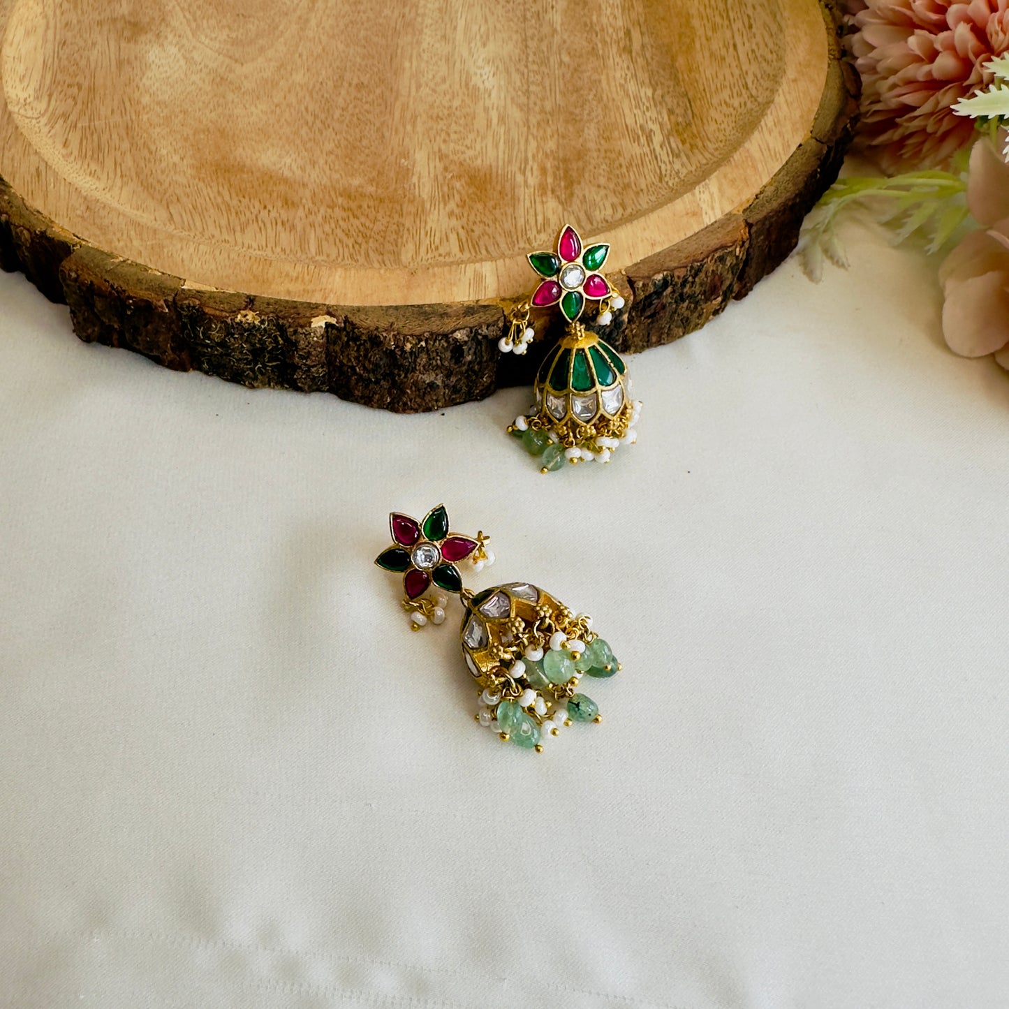 Flower Design Jhumki Earrings