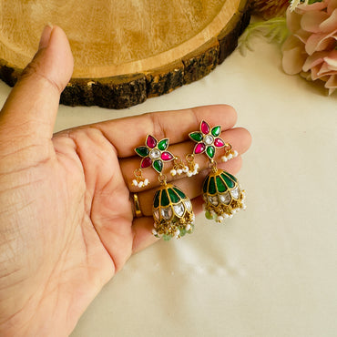 Flower Design Jhumki Earrings