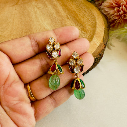 Multicolor Kundan Jadau Jhumki Earrings