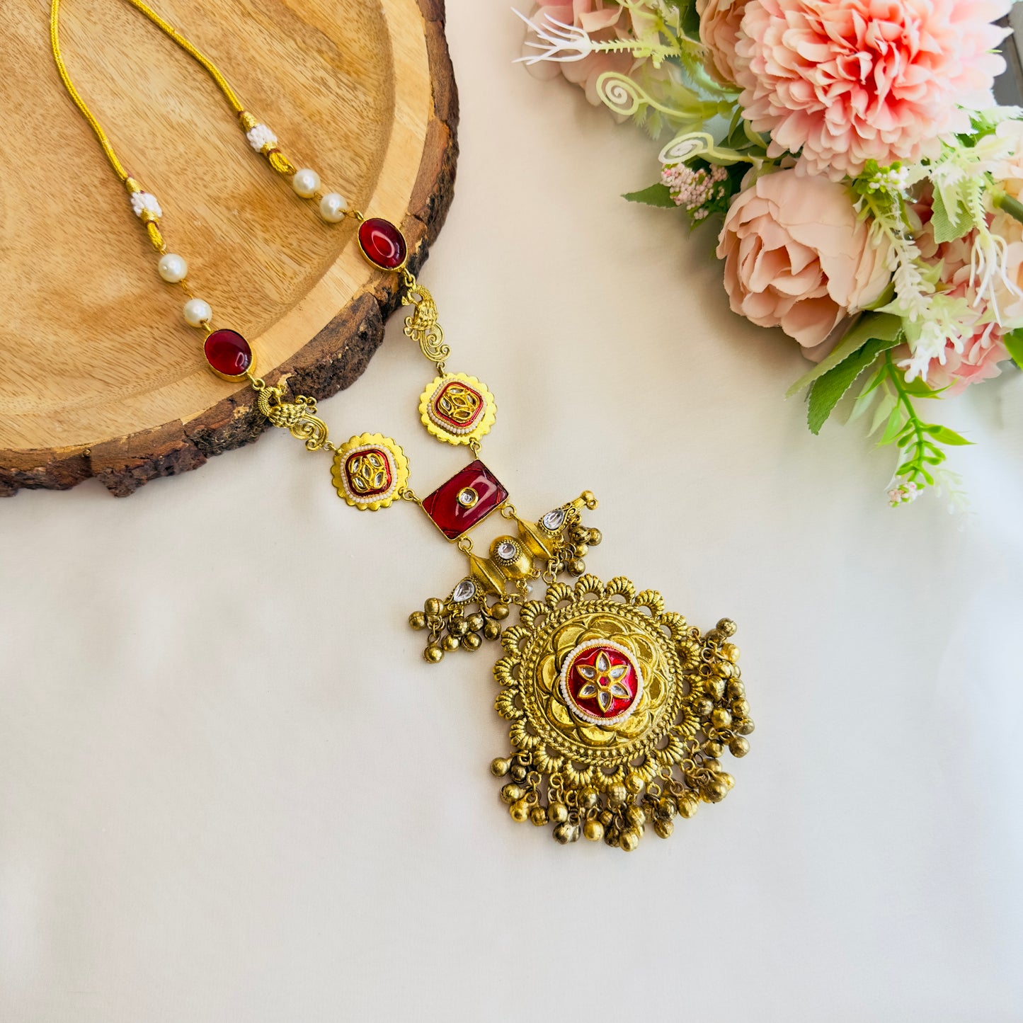 Golden Red Necklace Set