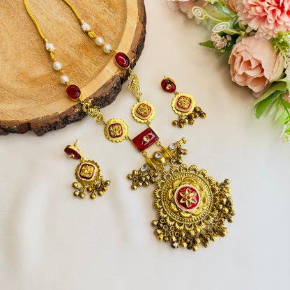 Golden Red Necklace Set