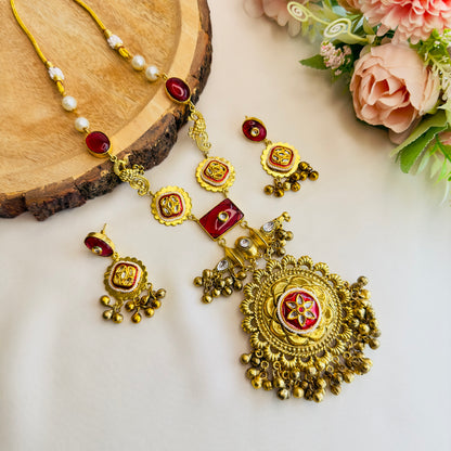 Golden Red Necklace Set